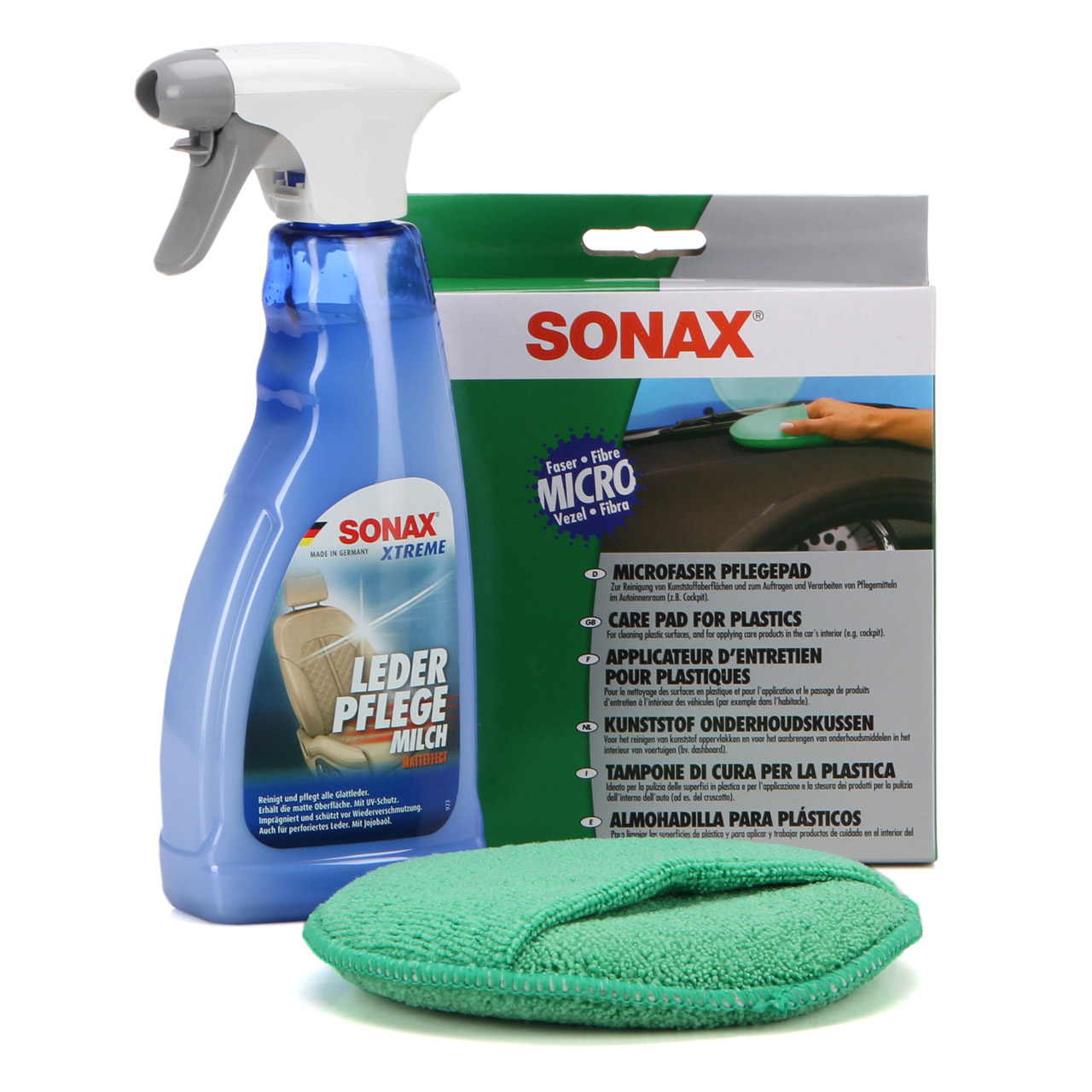 SONAX Xtreme Lederpflegemilch Lederpflege 500ml + SONAX Microfaser PflegePad