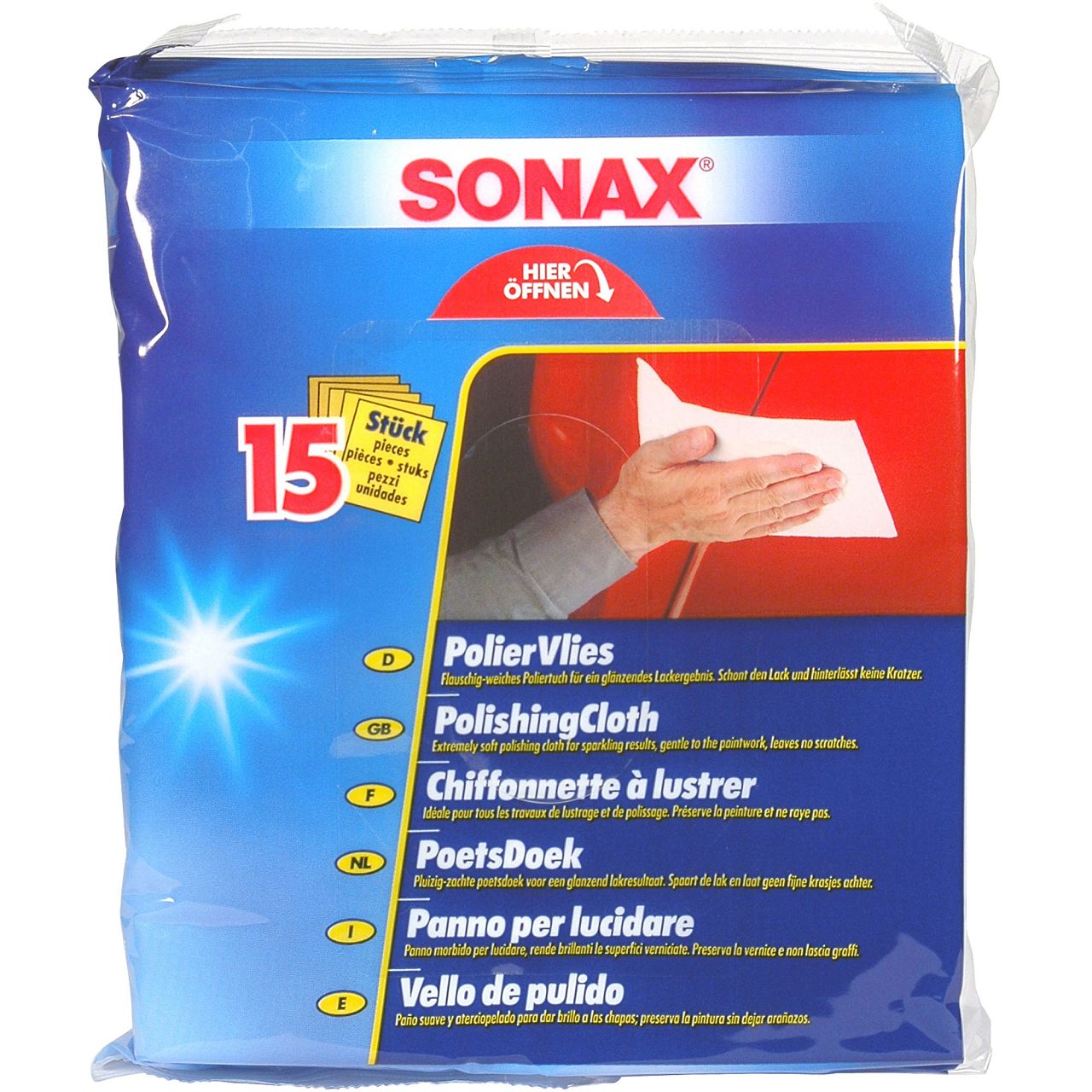 15x SONAX PolierVlies Vliestücher Trockentuch Wischtuch Putztuch 20x24,7cm