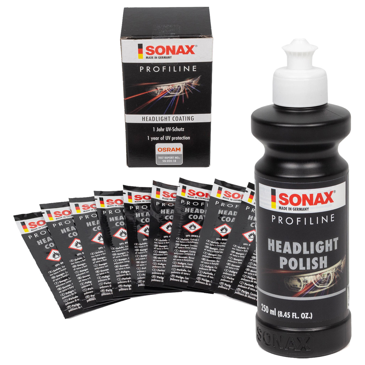 SONAX PROFILINE Headlight Polish 250ml + Coating 50ml Scheinwerferpolitur Versiegelung