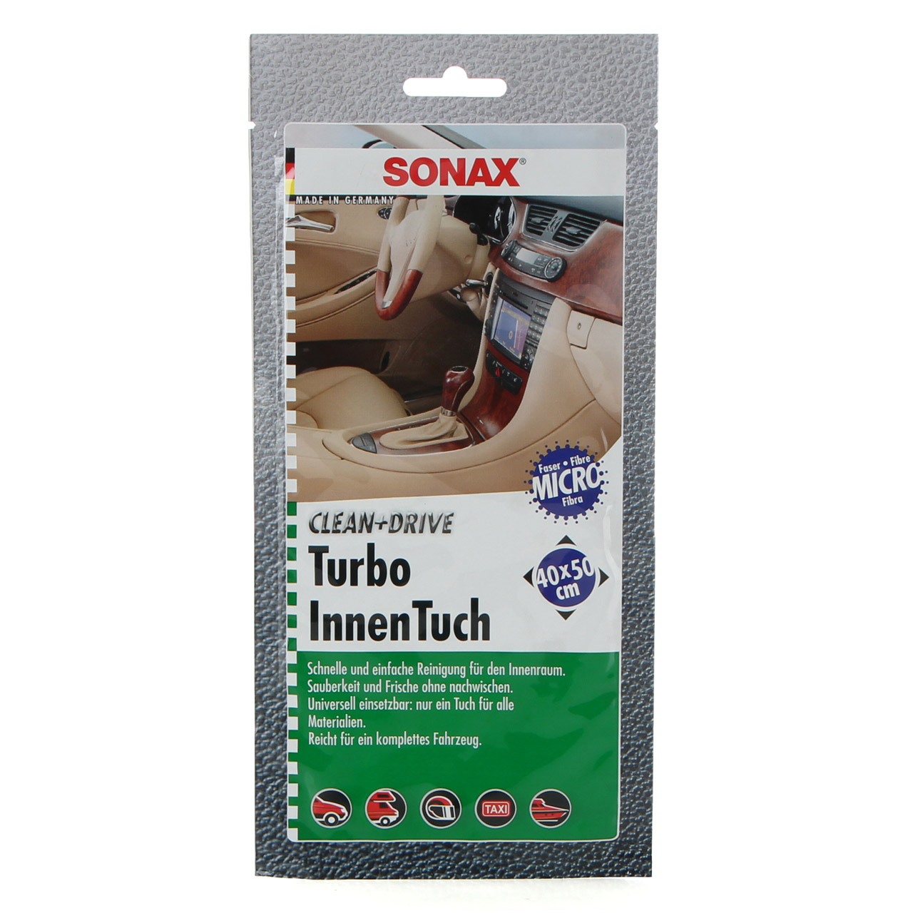 SONAX 413000 Turbo InnenTuch CLEAN&DRIVE Microfaser-Tuch 40x50cm