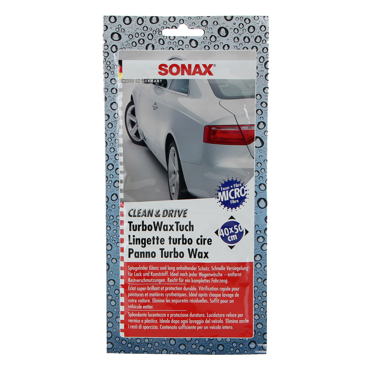 SONAX 414000 TurboWaxTuch CLEAN & DRIVE Wachstuch 40x50cm