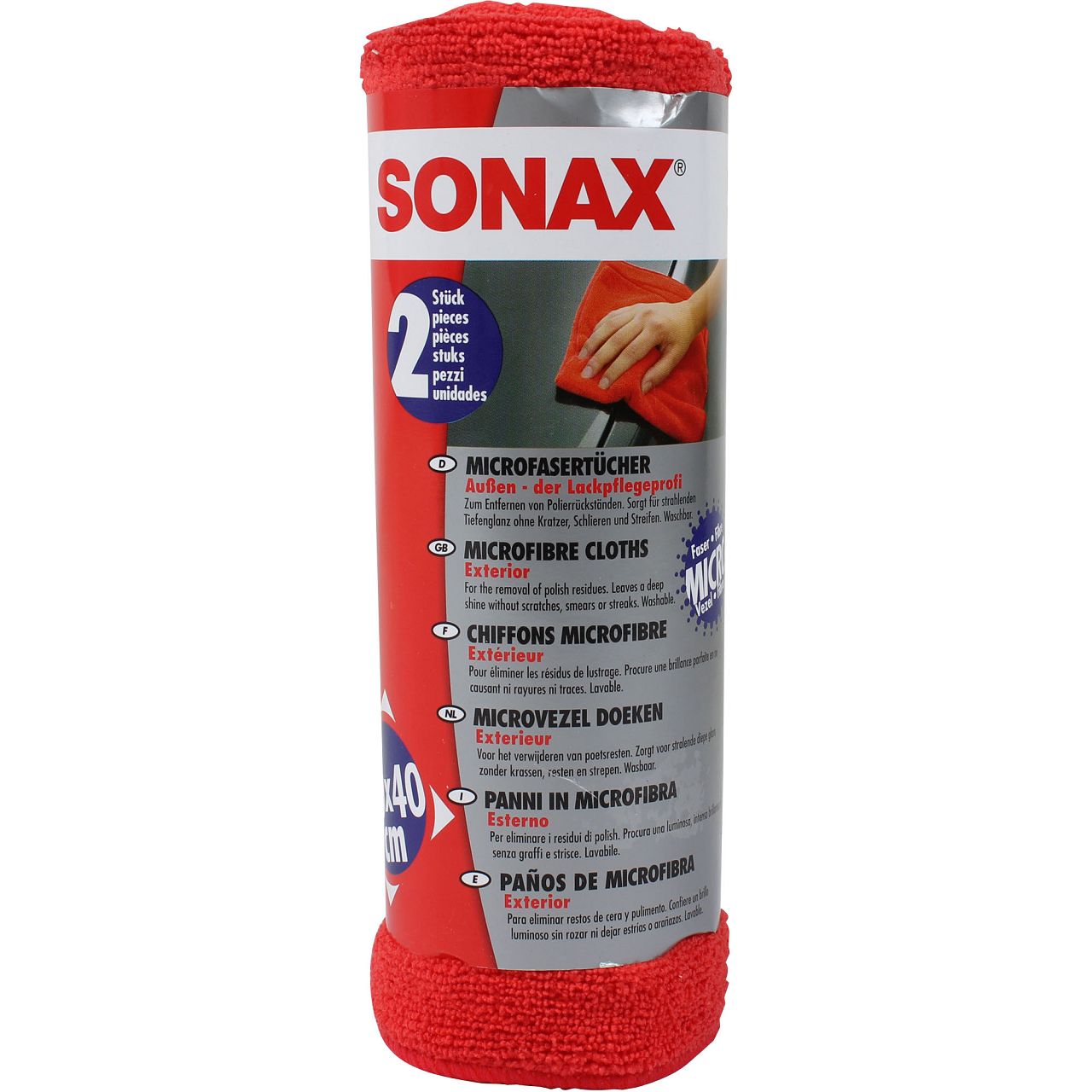 SONAX MicrofaserTücher Außen - der Lackpflegeprofi 2 Stück 416241