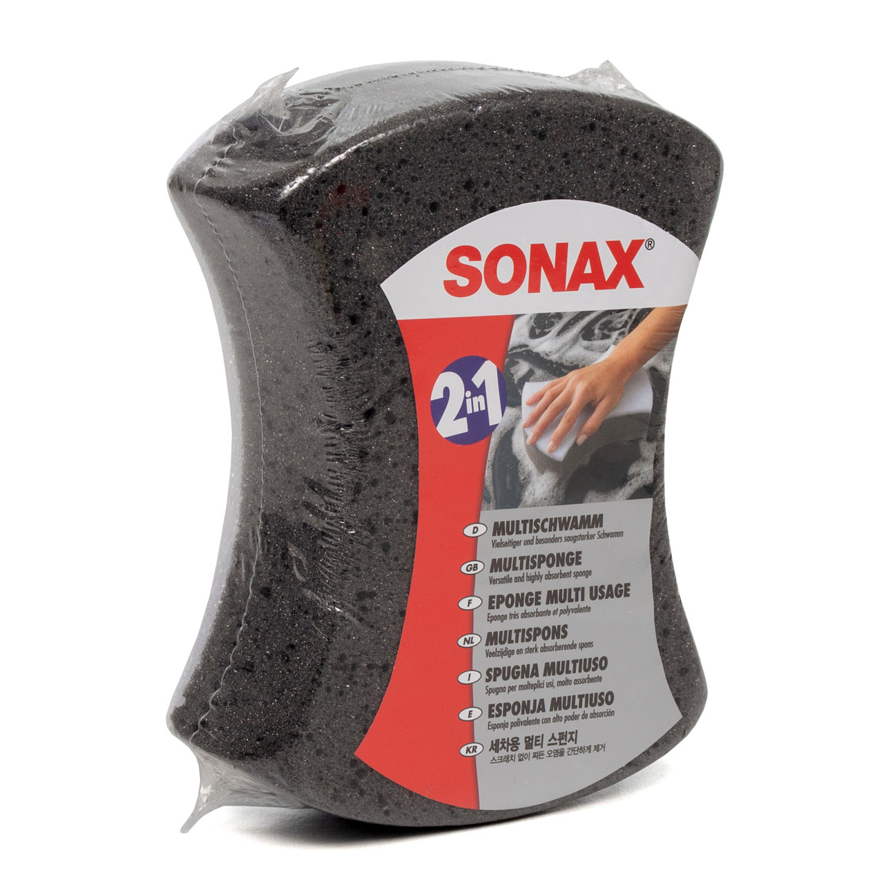 SONAX Autoshampoo Konzentrat Wasch&Wax + Multischwamm + Applikationsschwamm