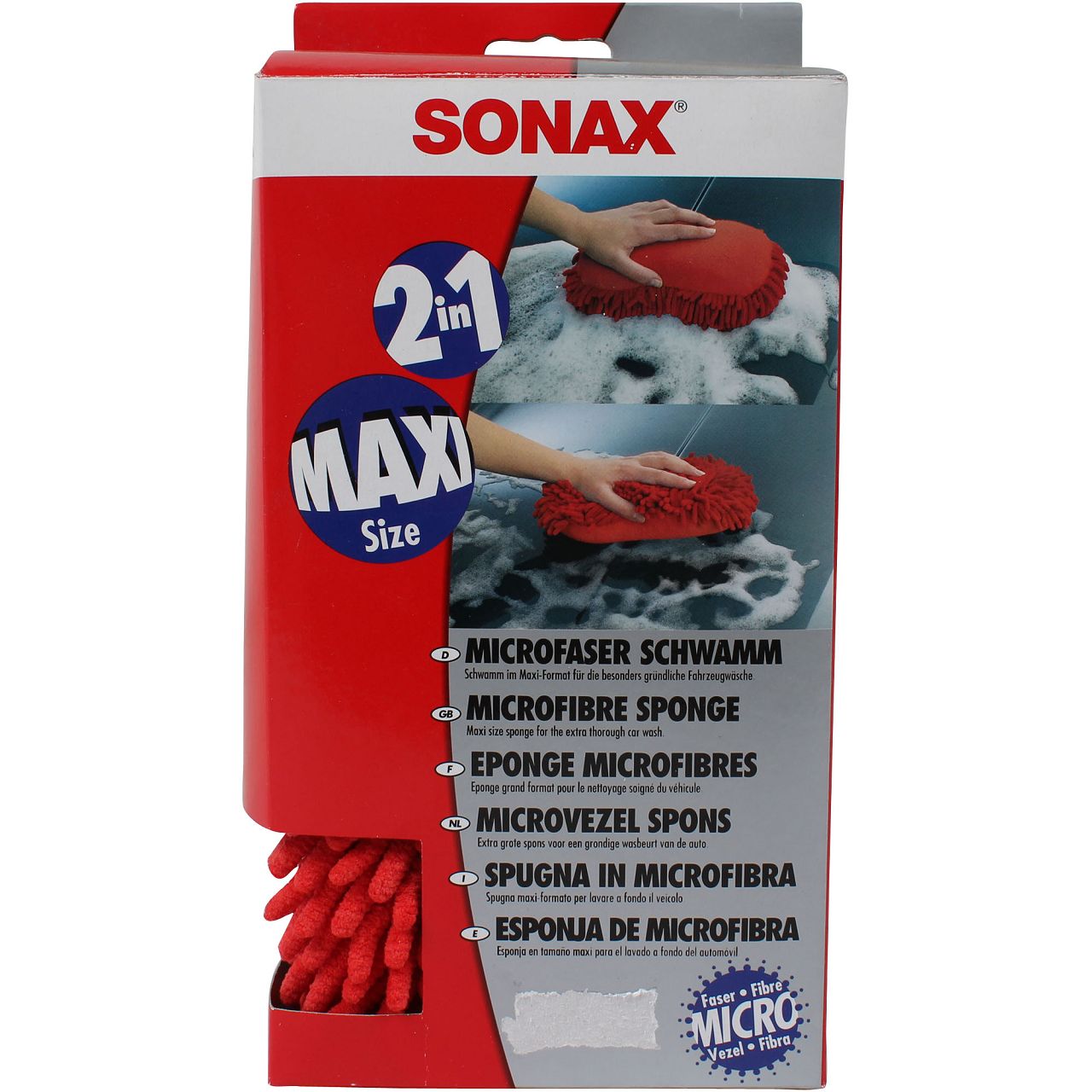 SONAX Microfaser Multischwamm Schwamm Maxi Size 2in1 1 Stück 428100