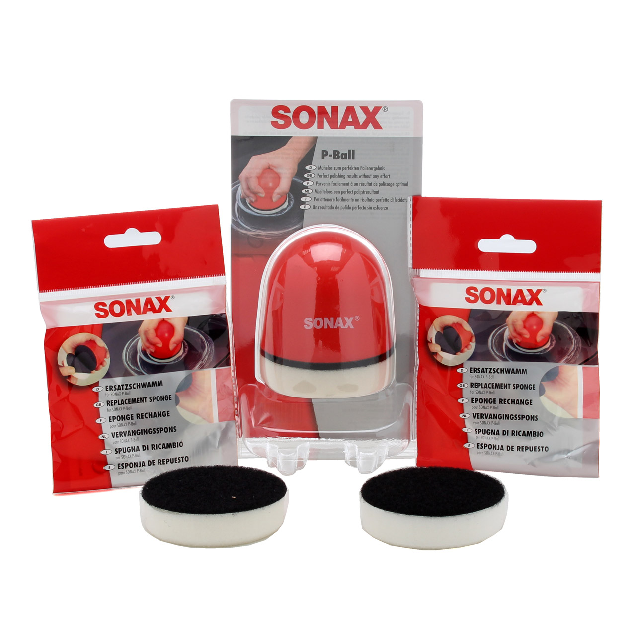 SONAX P-BALL Polierball Polierschwamm Polier Ball Politur + 2x Ersatzschwamm