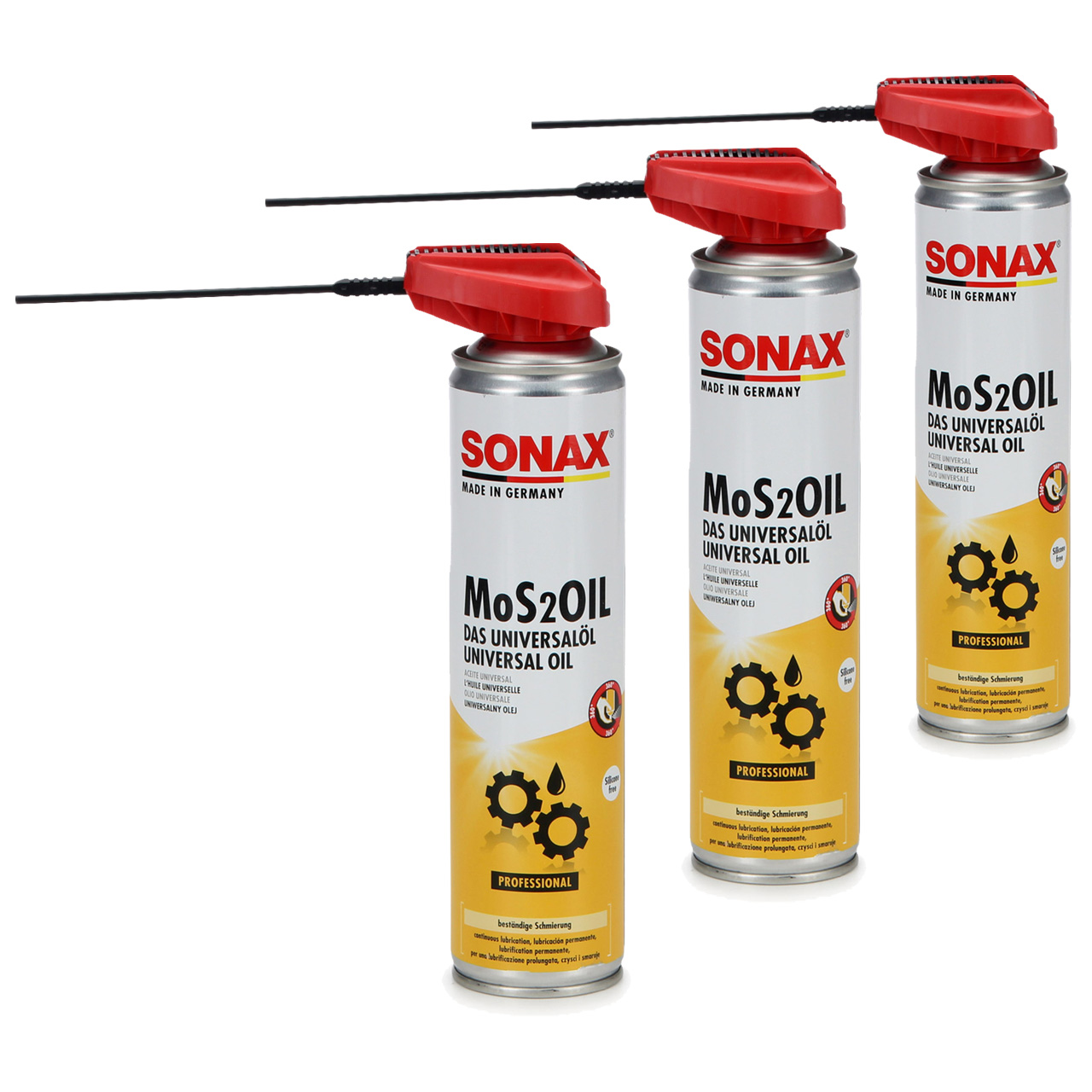 3x 400ml SONAX 339400 MoS2Oil m. EasySpray Universalspray Multifunktionsöl Universalöl