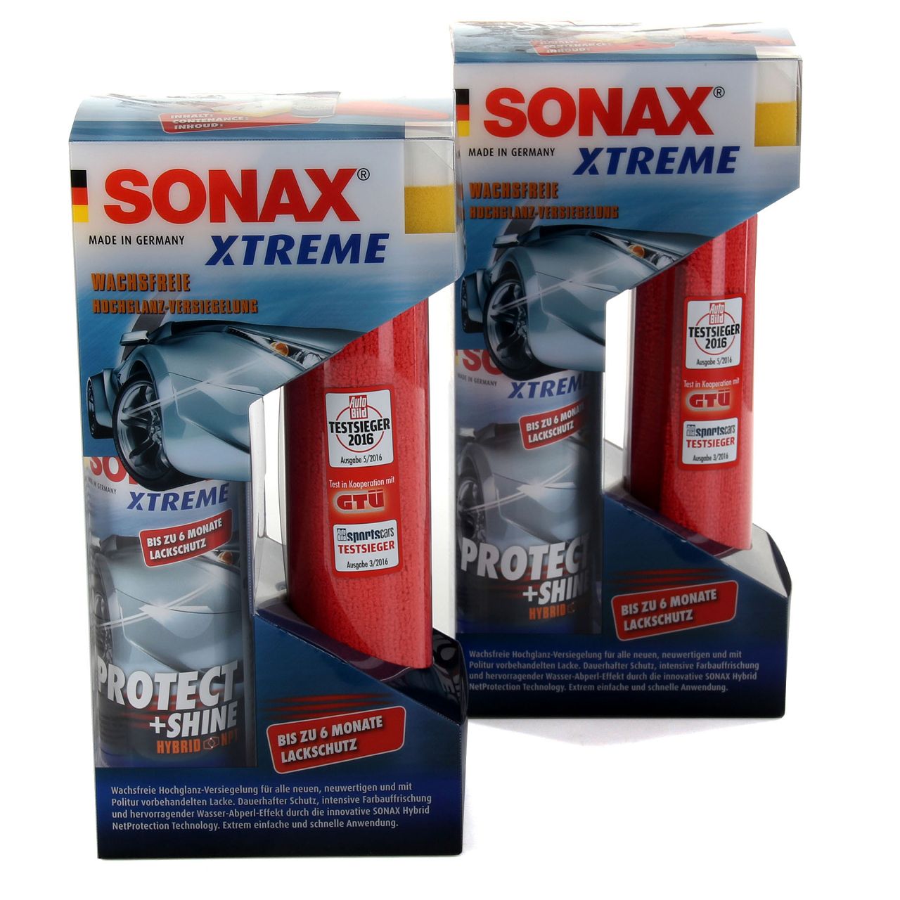 2x SONAX Xtreme Protect+Shine Hybrid NPT + Microfasertuch + Schwamm 222100