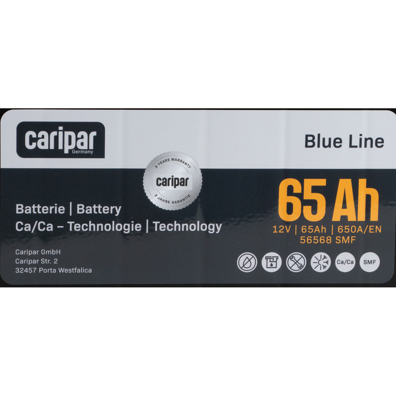 CARIPAR BLUE LINE ASIA PKW KFZ Autobatterie Starterbatterie 12V 65Ah 650A/EN B0
