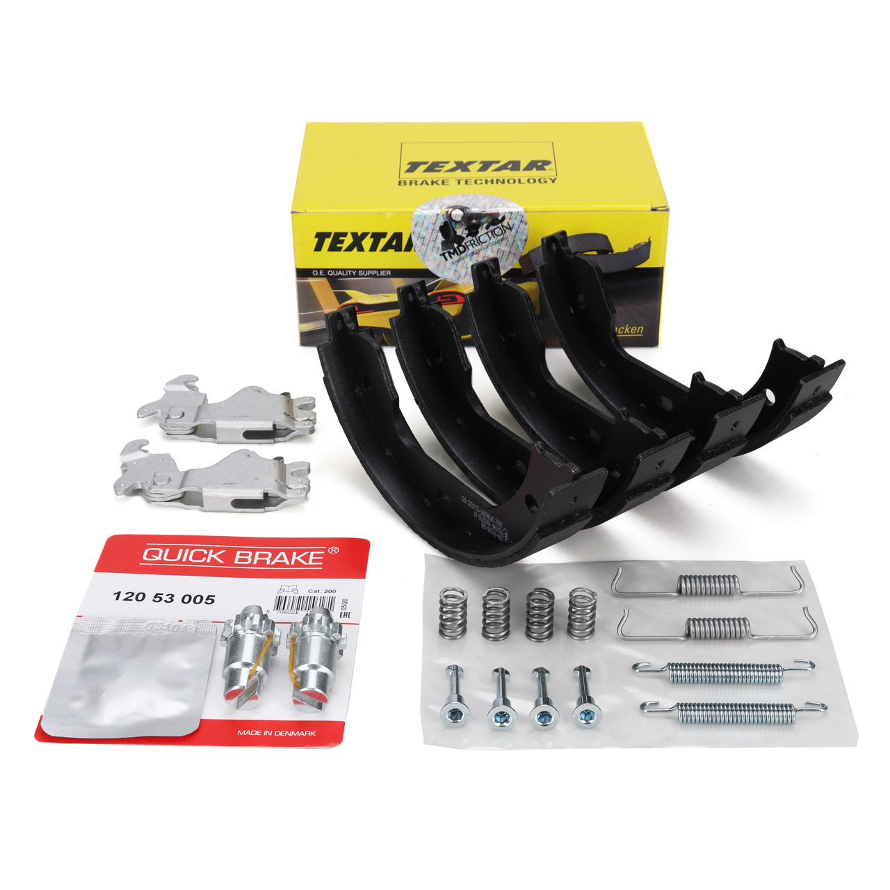 TEXTAR Bremsbacken + Federn + Nachsteller Satz für BMW E60 E61 E63 E64 E65-67 X3 E83 X5 X6