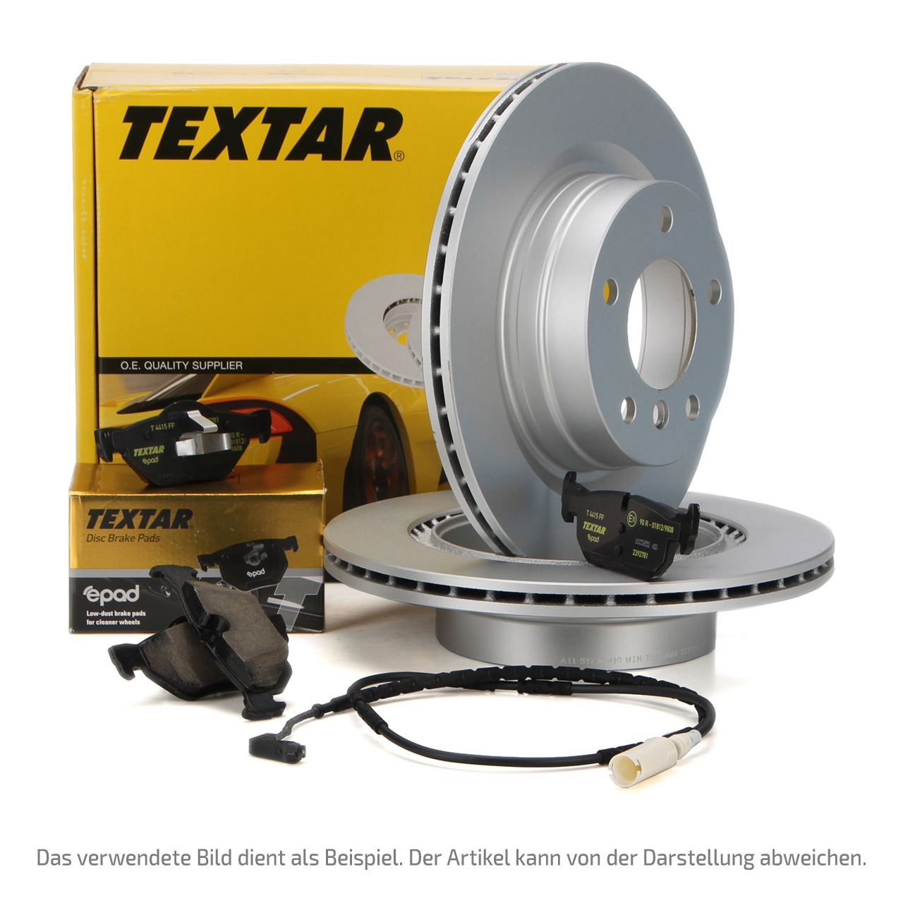 TEXTAR Bremsscheiben + epad Bremsbeläge + Warnsensor BMW X3 E83 2.0-30i 2.0-35d hinten