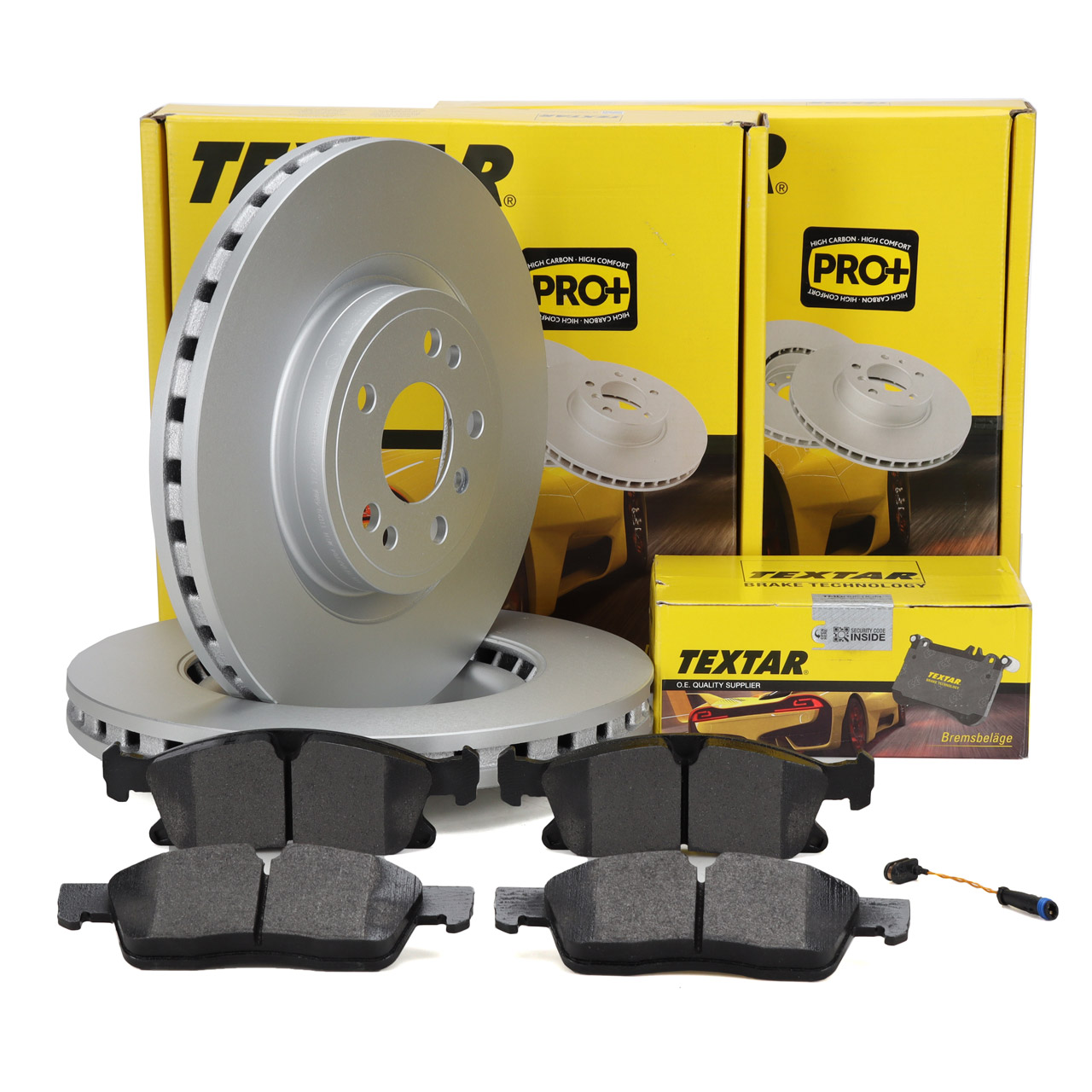 TEXTAR Bremsscheiben + Bremsbel&auml;ge + Sensor f&uuml;r MERCEDES GLE M-Klasse W166 C262 vorne
