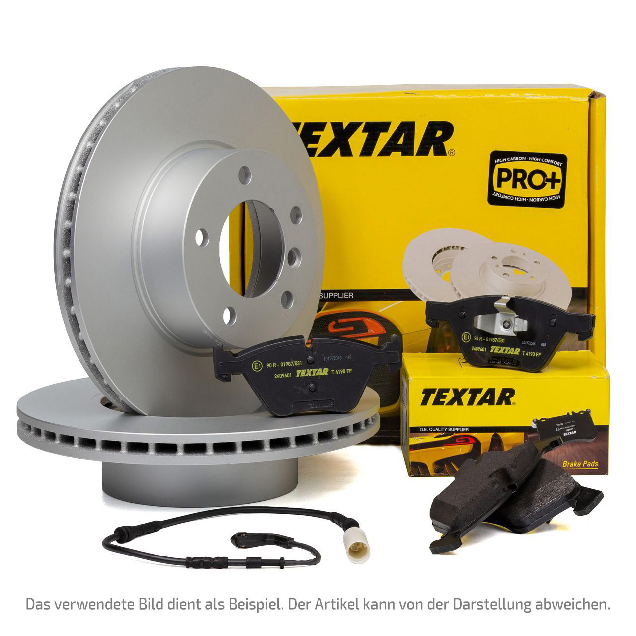 TEXTAR Bremsscheiben + Bremsbeläge + Sensor MERCEDES W204 C204 S204 A207 C207 hinten