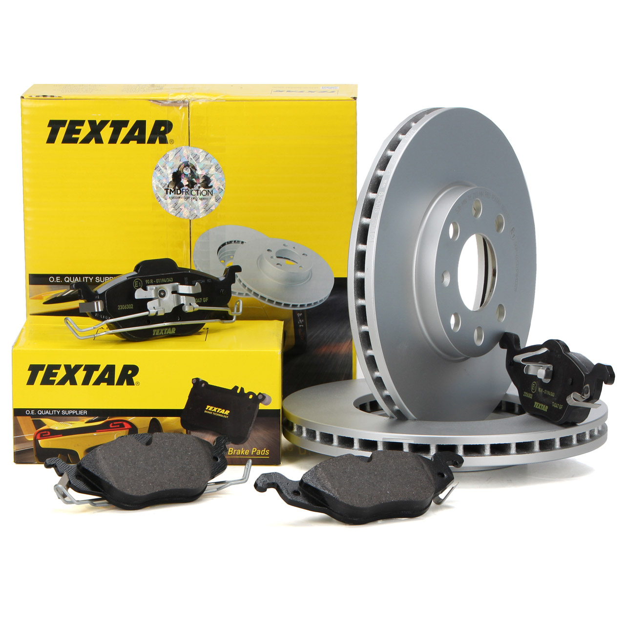 TEXTAR Bremsscheiben + Bremsbeläge OPEL Astra G 4-Loch vorne