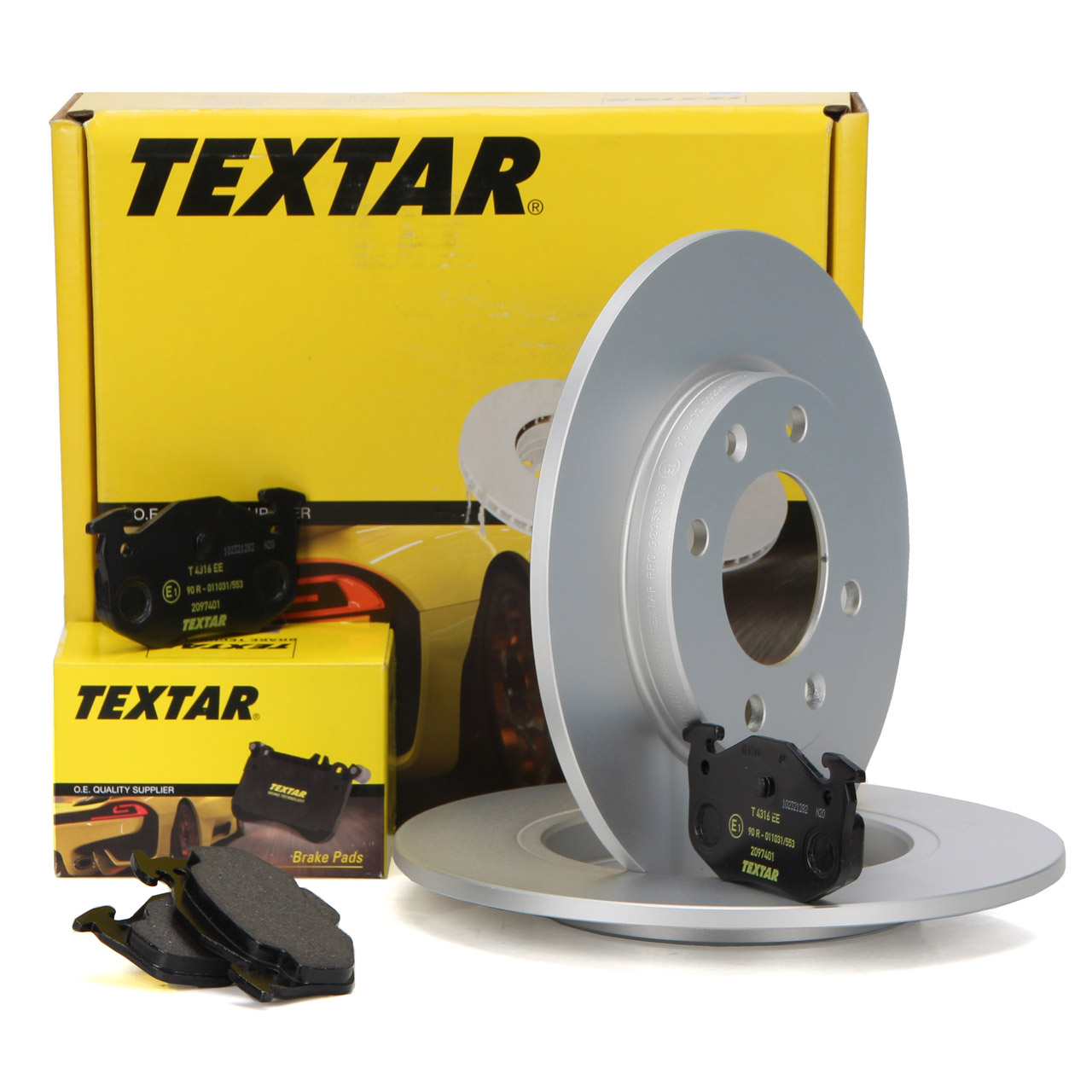 TEXTAR Bremsscheiben + Bel&auml;ge f&uuml;r CITROEN Saxo Xsara ZX PEUGEOT 106 2 206 306 hinten