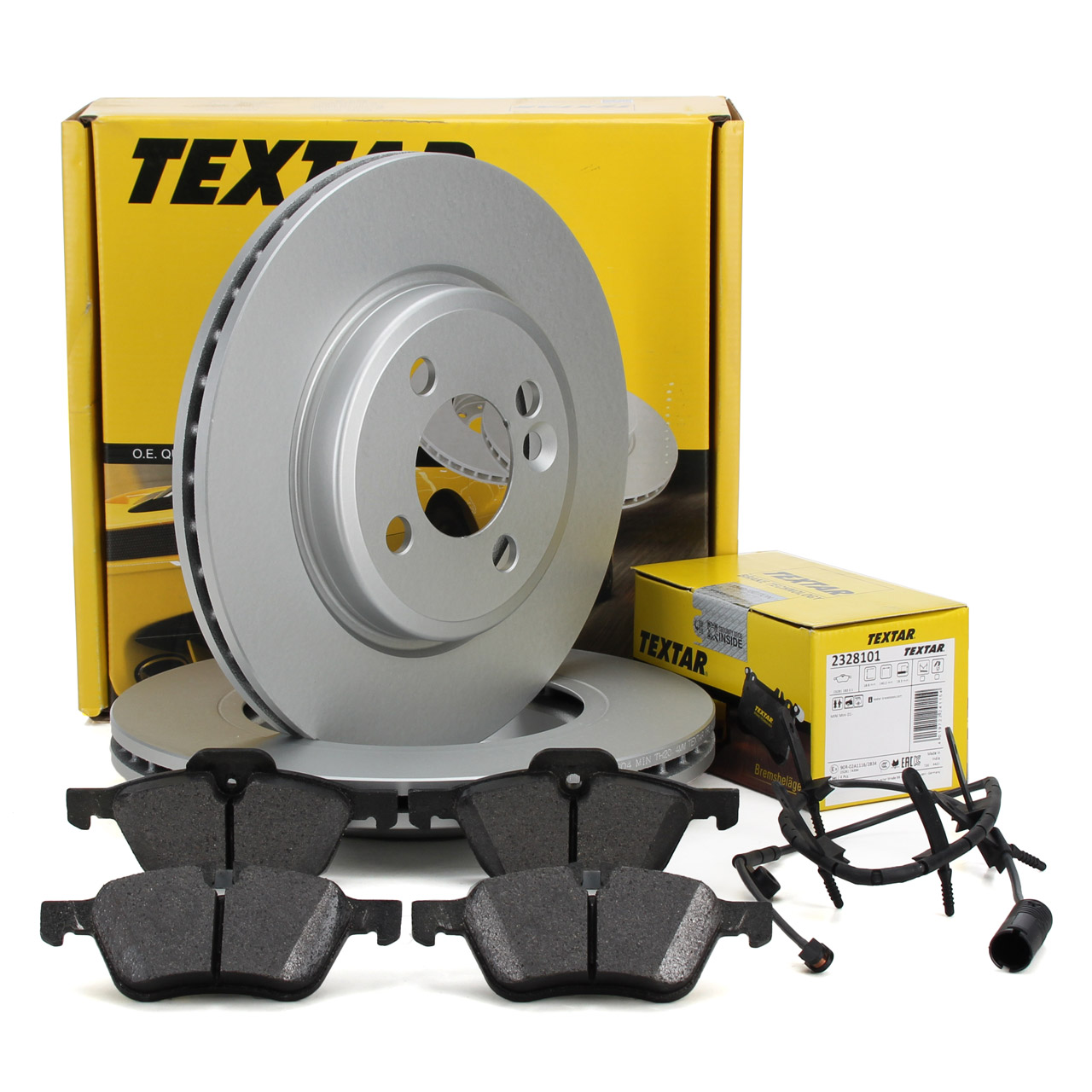 TEXTAR Bremsscheiben + Beläge + Sensor MINI R50 R53 R52 One / D Cooper / S vorne