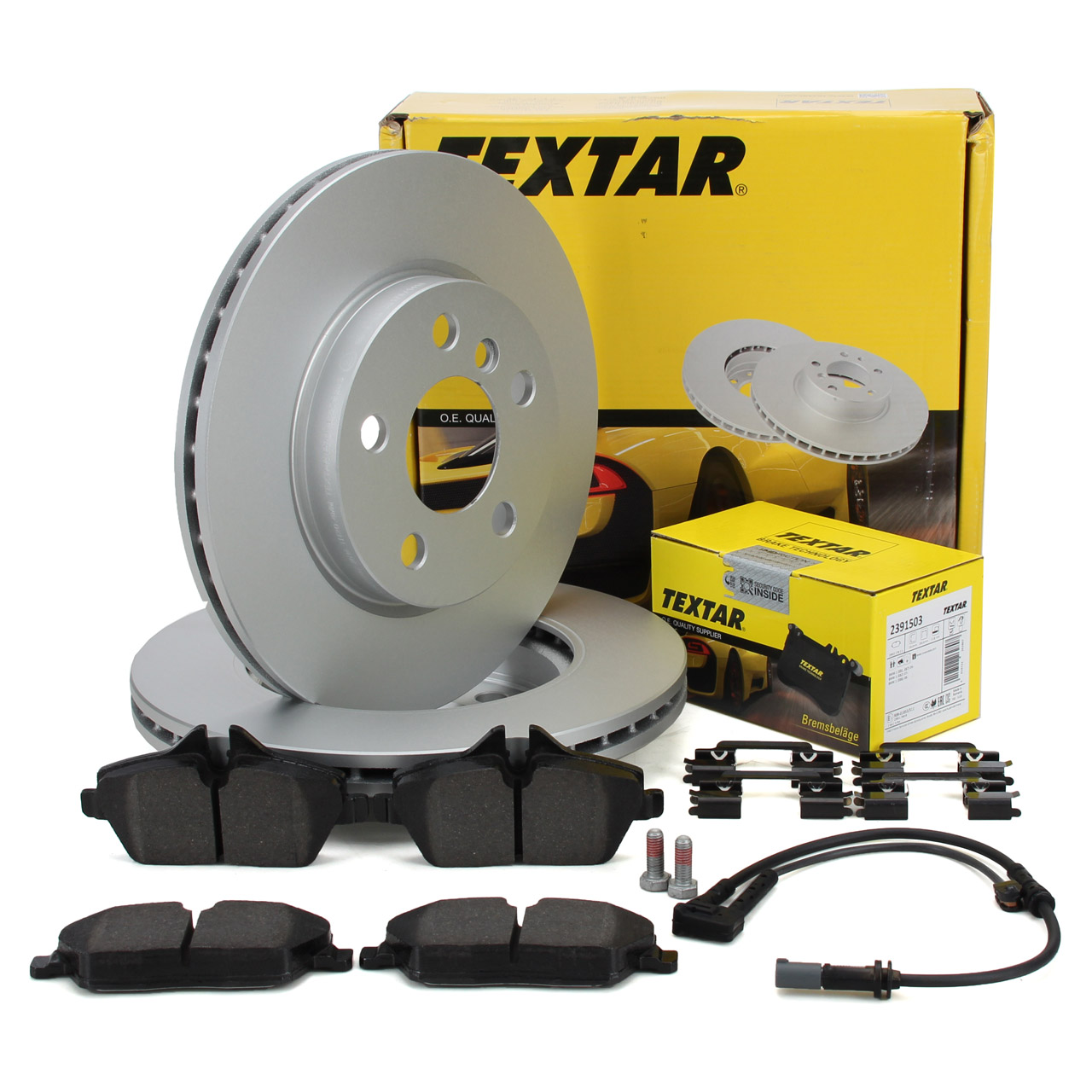 TEXTAR Bremsscheiben + Beläge + Sensor MINI F55 F56 F57 One / D Cooper / D vorne