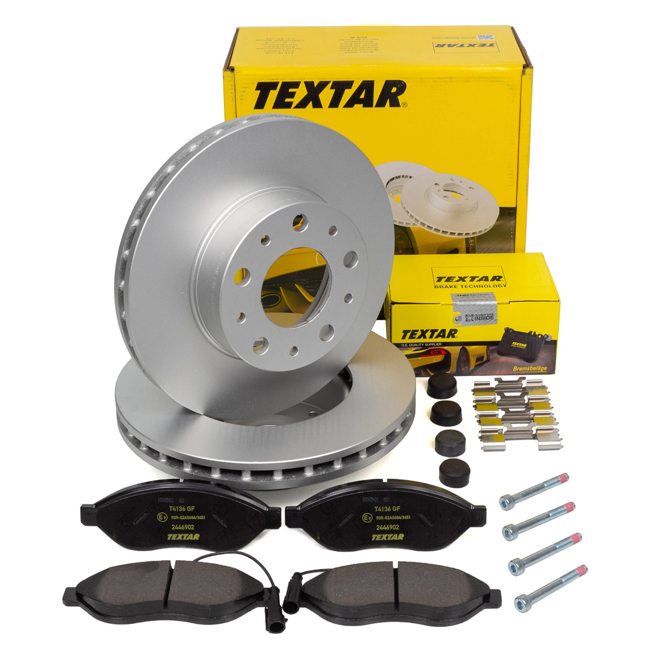 TEXTAR Bremsscheiben + Bel&auml;ge + Sensor f&uuml;r CITROEN Jumper Ducato OPEL Movano C 16Q vorne