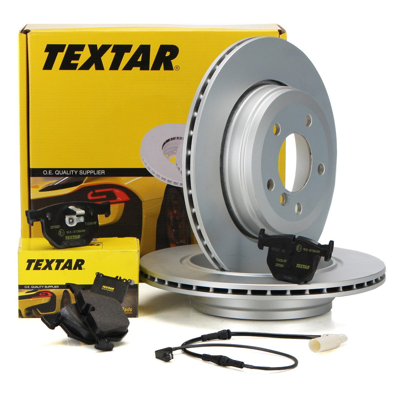 TEXTAR Bremsscheiben + Bel&auml;ge + Wako f&uuml;r BMW 5er E60 520-530i 520-530d 6er E63 630i hinten
