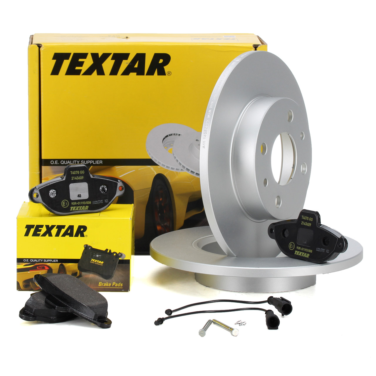 TEXTAR Brake Discs + Pads + Wako for FIAT 500 312_ FORD Ka RU8 1.2 69 hp (front)