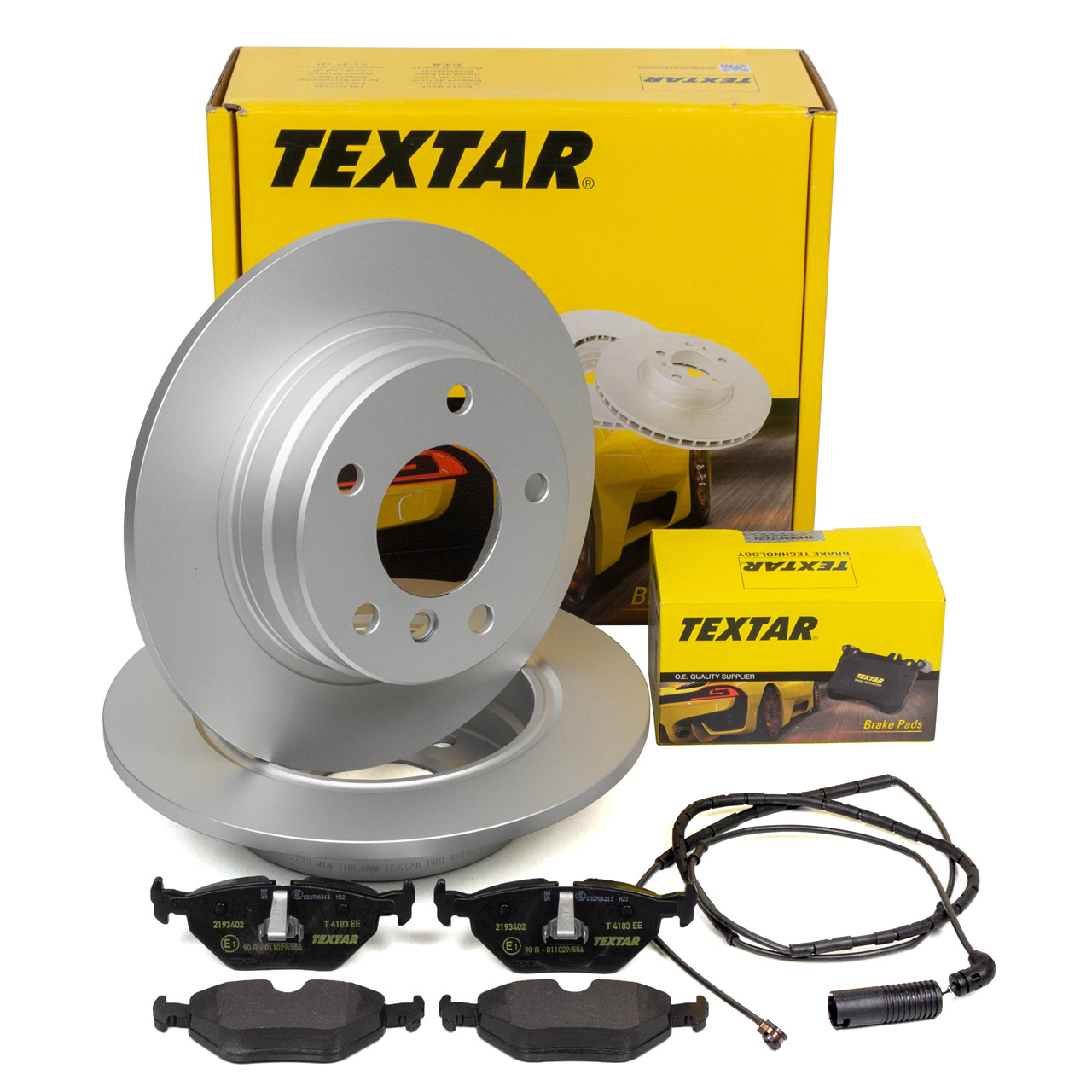 TEXTAR Bremsscheiben + Bel&auml;ge + Wako f&uuml;r BMW 3er E46 316i 318i 105-118 PS hinten