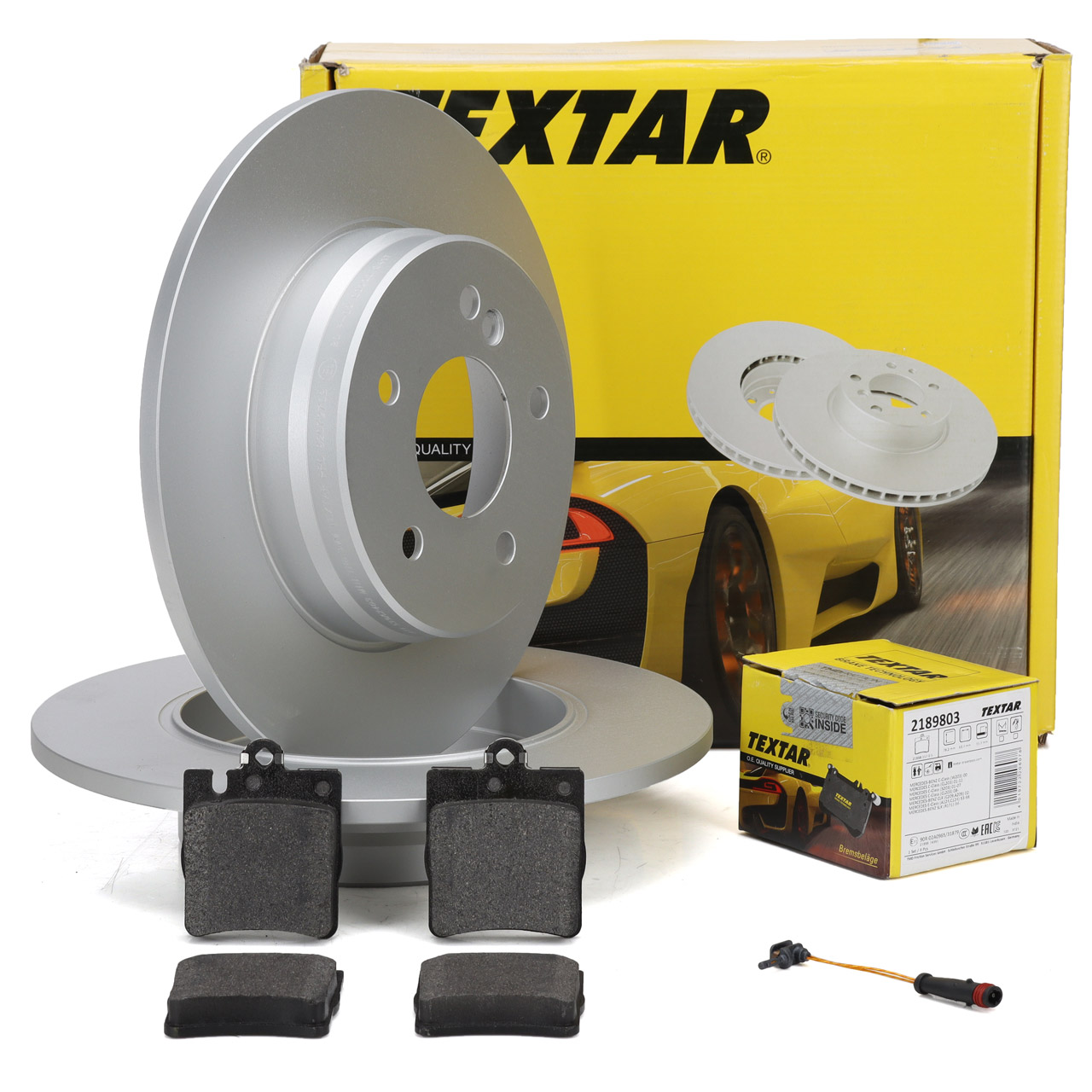 TEXTAR Bremsscheiben + Beläge + Wako für MERCEDES W203 S203 Cl203 A209 C209 R171 hinten