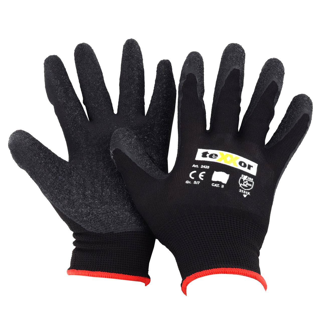 12 Paar TEXXOR Handschuhe Arbeitshandschuhe Strickhandschuhe Schwarz Größe 7 / S
