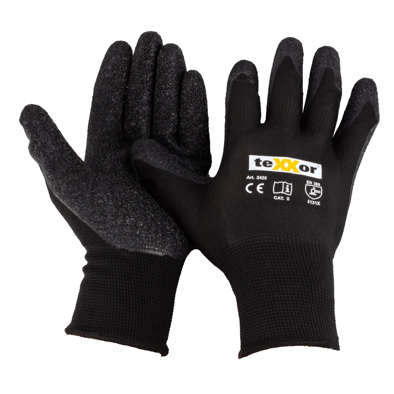 12 Paar TEXXOR Handschuhe Arbeitshandschuhe Strickhandschuhe Schwarz Größe 8 / M