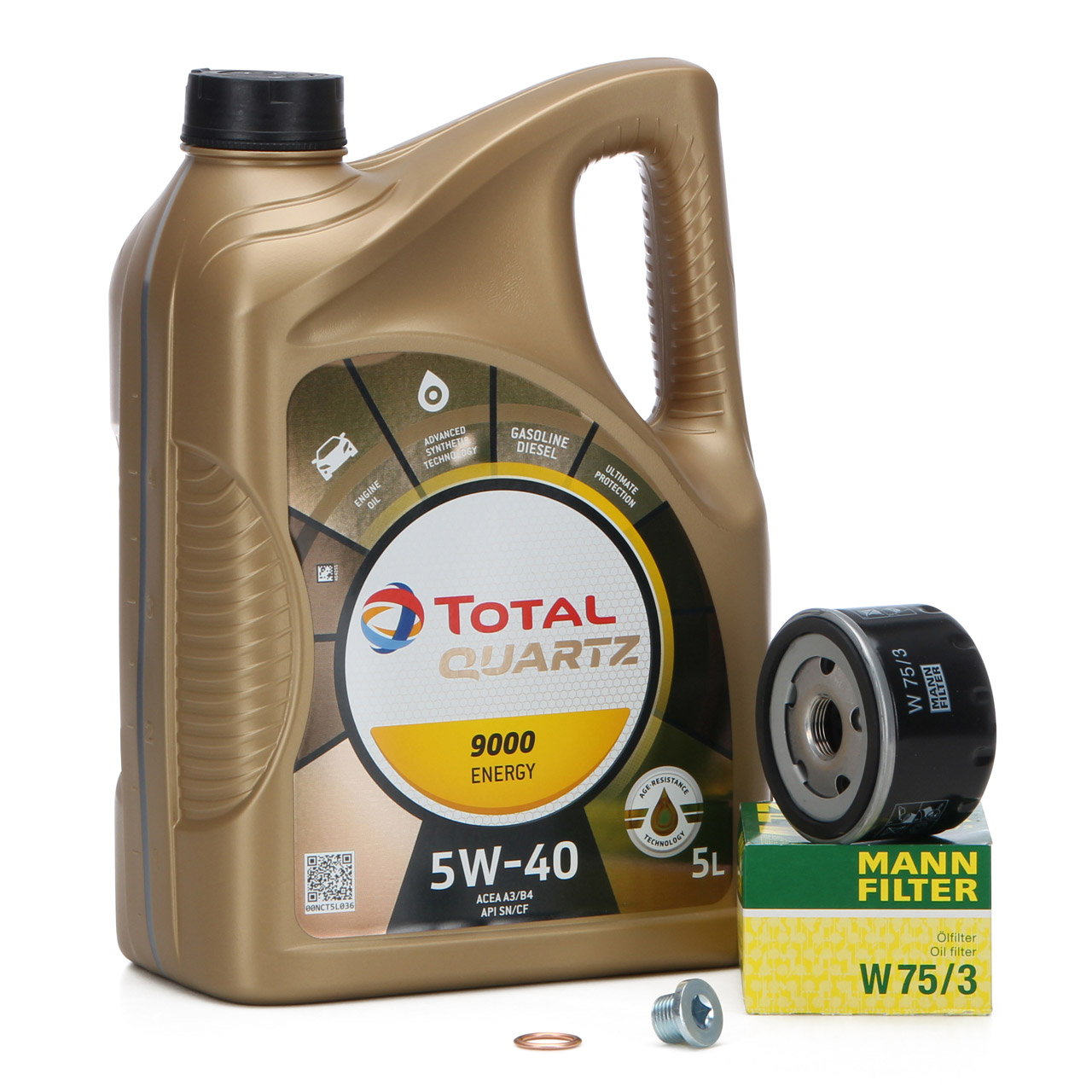 Total Motoröl + Mann Ölfilter + Ablassschraube_PKT952W557 