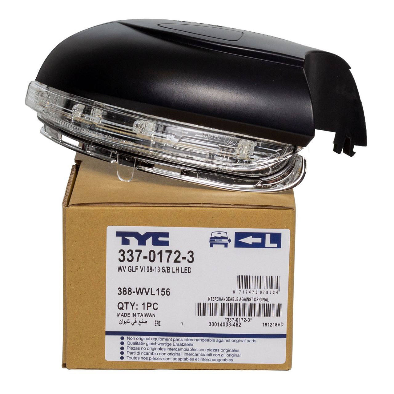TYC Turn Signal Light for Exterior Mirror (Left) for VW Golf 6, Touran 1T1, 1T2, 1T3 - Part Number 5K0949101