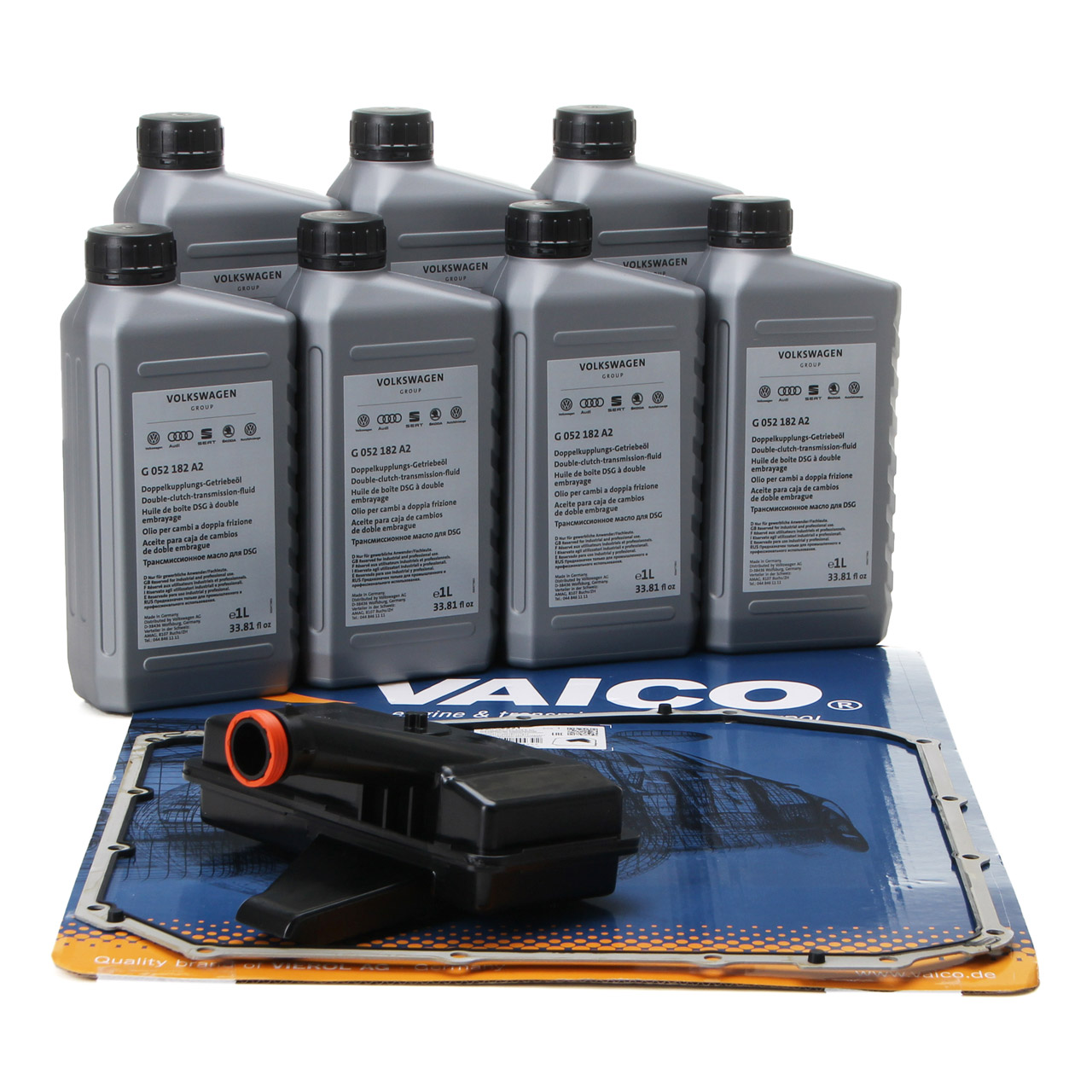 VAICO Hydraulikfilter 7-Gang S-Tronic DL501 + 7L ORIGINAL Getriebeöl G052182A2