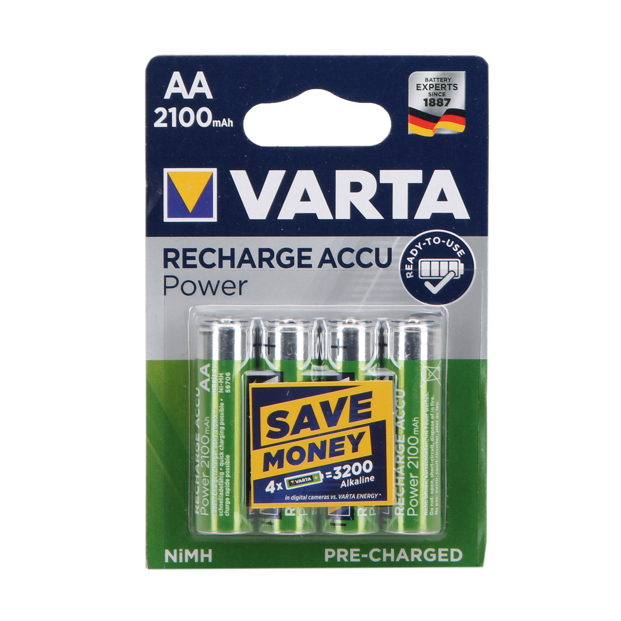 4x VARTA Batterie Akku Ready2Use MIGNON AA 1,2 V HR6 2100mAh