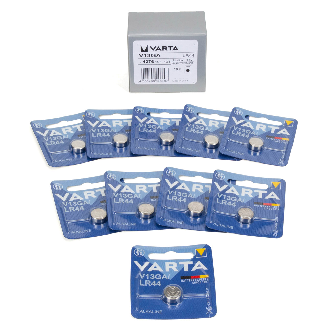 10x VARTA 1,5V VG13GA LR44 Knopfzelle Knopfbatterie Batterie (MHD 03.2027)