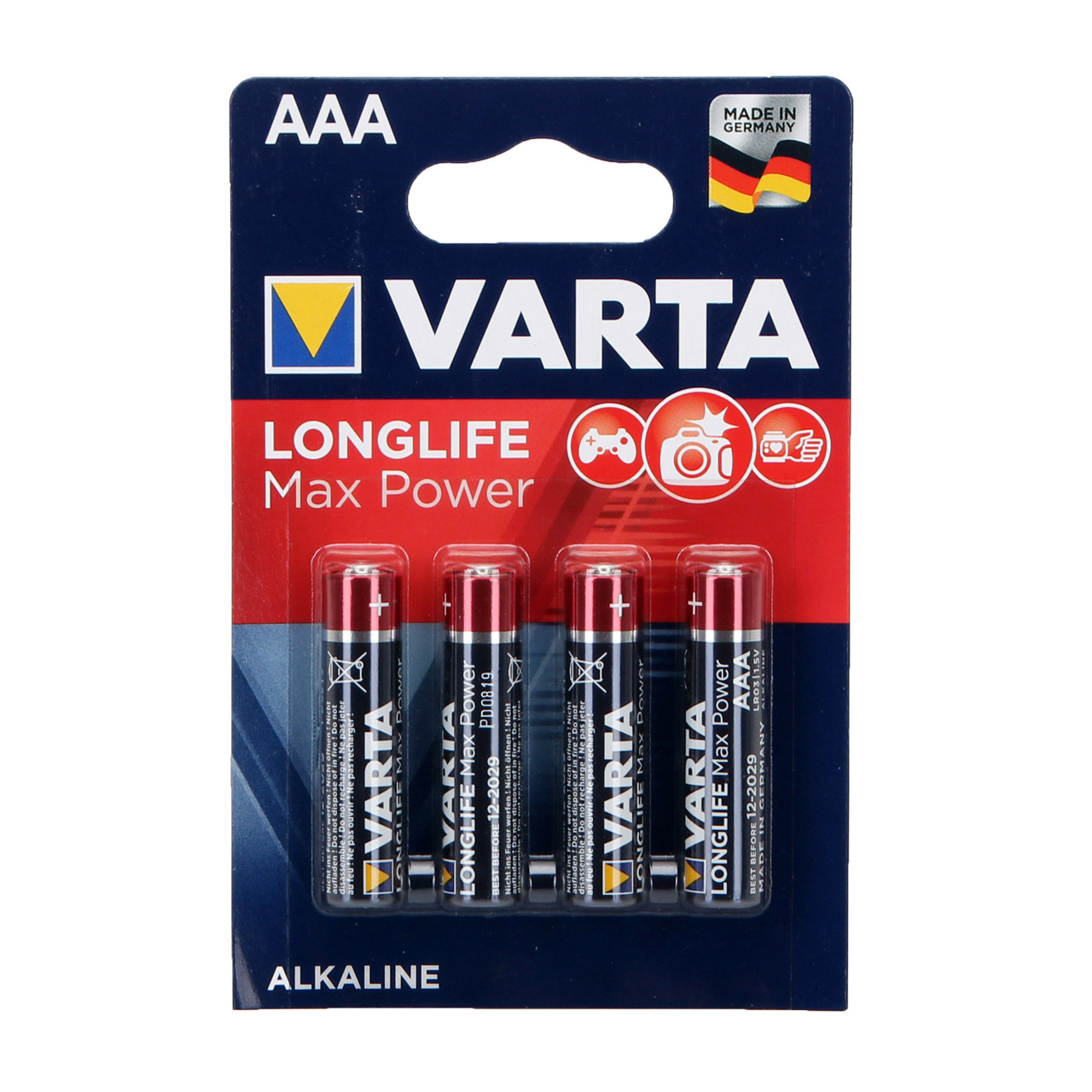 4x VARTA Batterie LONGLIFE MAX POWER Alkaline AAA LR03 Micro 1,5V