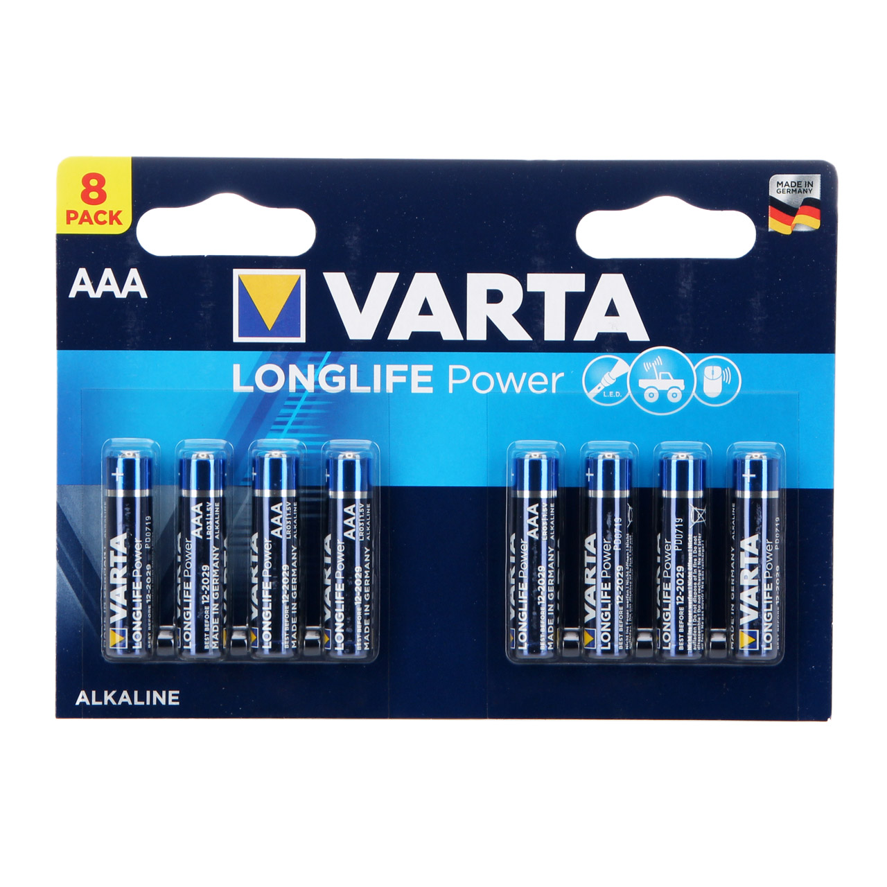 8x VARTA Batterie LONGLIFE POWER Alkaline AAA LR03 Micro 1,5V