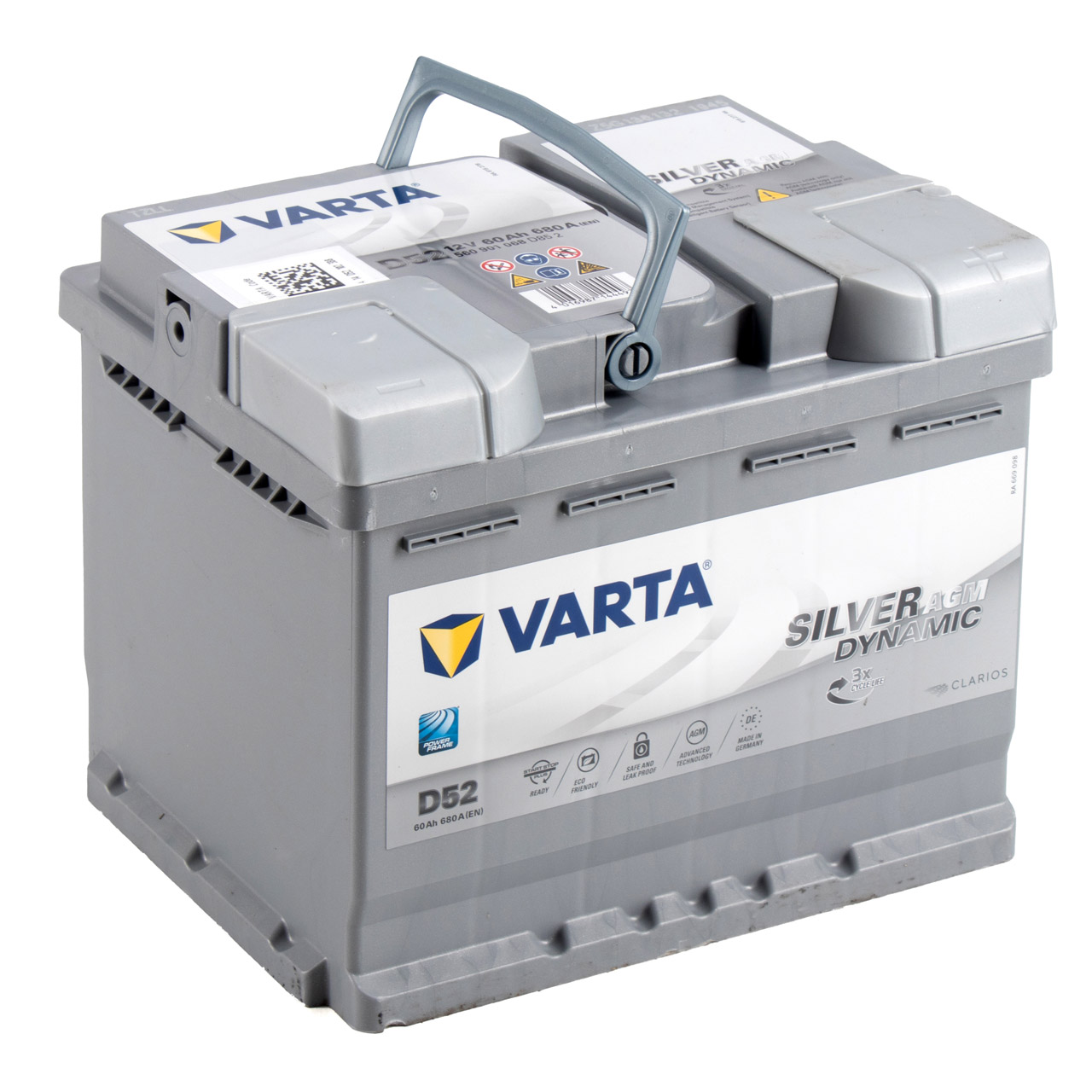 VARTA D52 SILVER dynamic AGM Autobatterie Starterbatterie 12V 60Ah