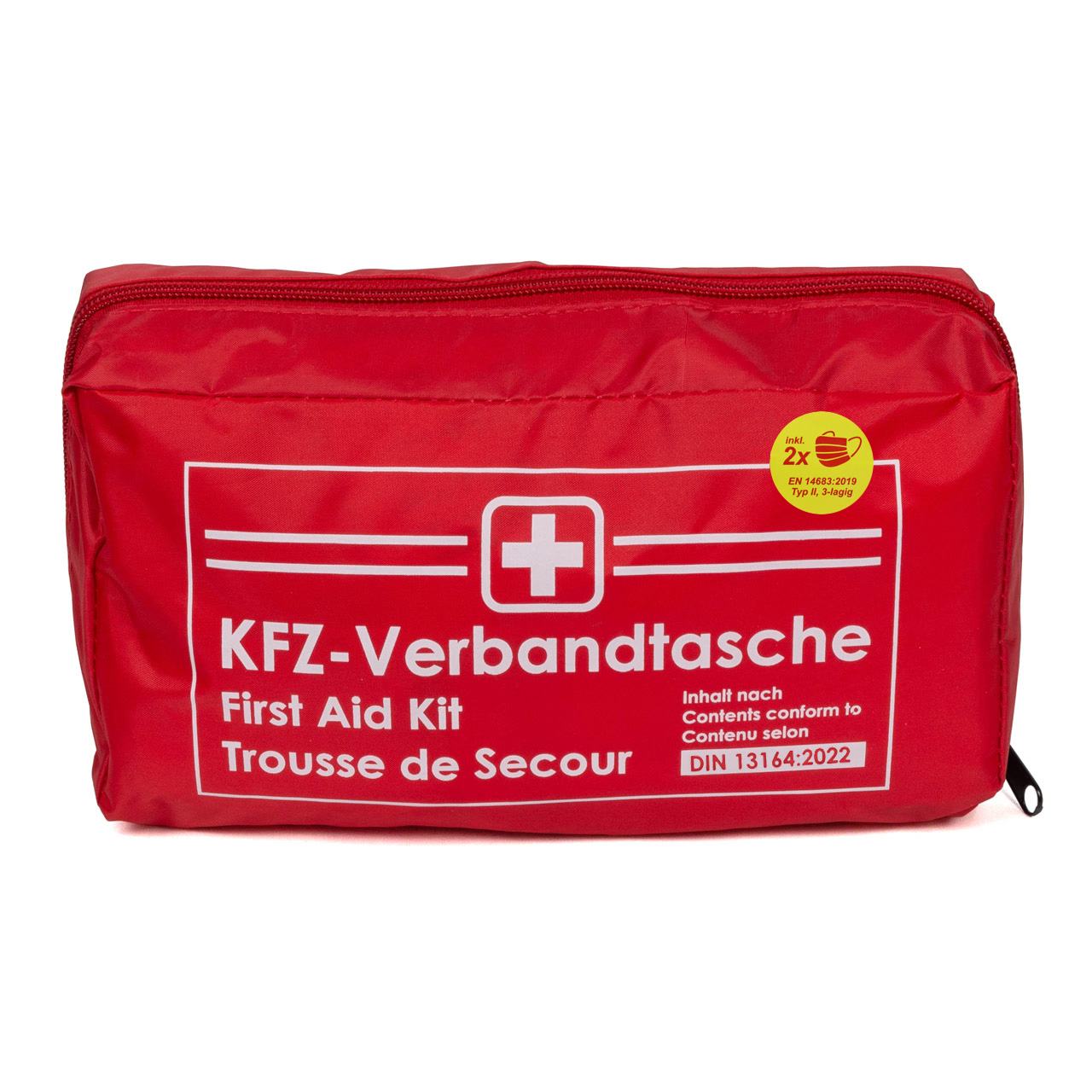 AUTO PKW KFZ Verbandtasche Verbandkasten Erste-Hilfe ROT DIN13164-2022 (MHD 08.2028)