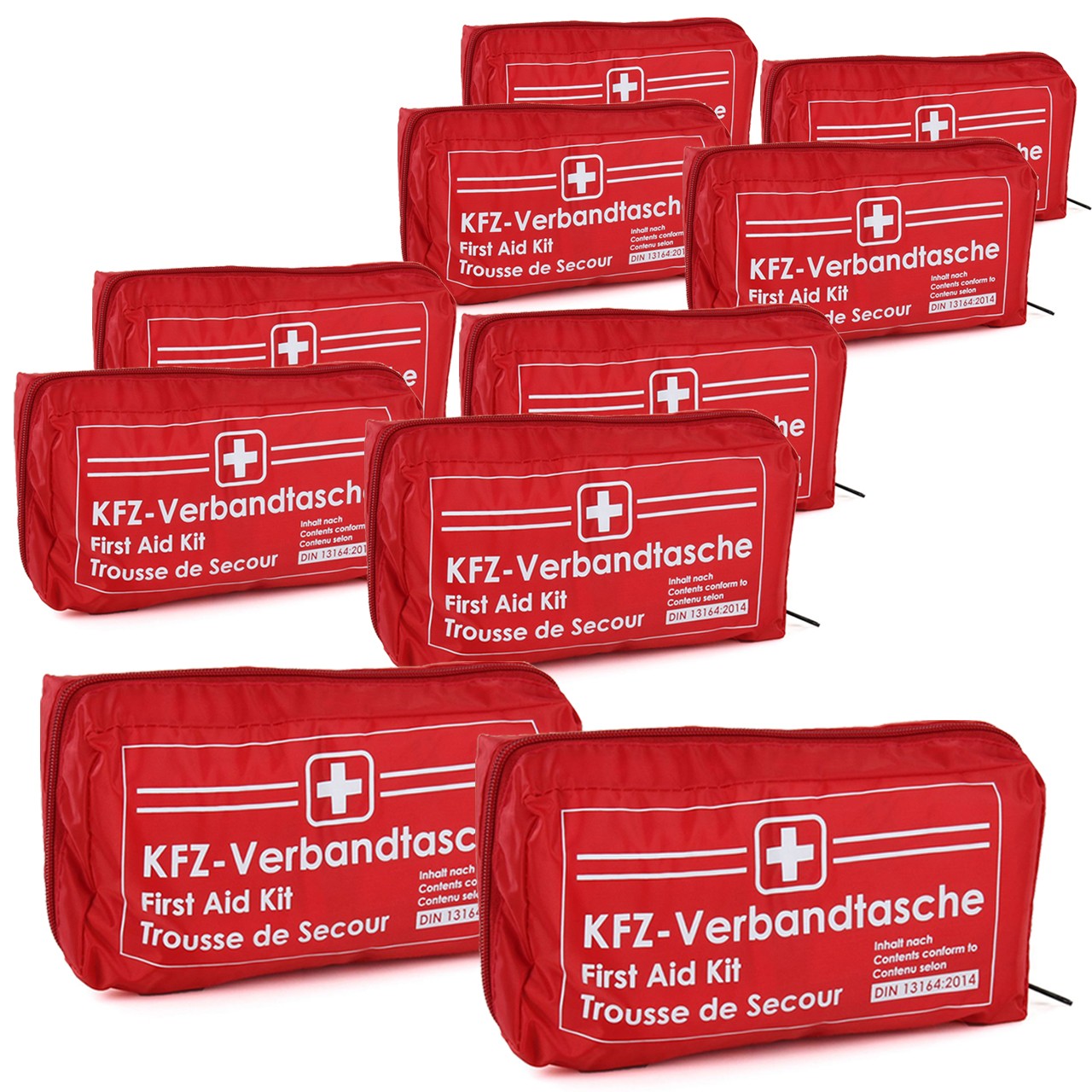Verbandskasten verbandkasten verbandtasche rot pkw 10x KFZ Auto Verbandkasten Verbandskasten ROT Erste Hilfe DIN 13164 MHD