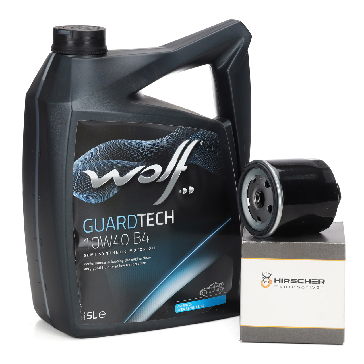 5L WOLF 10W40 B4 Motor&ouml;l + HIRSCHER &Ouml;lfilter f&uuml;r VW Golf 3 4 5 6 Bora Polo Lupo 1.0-1.6
