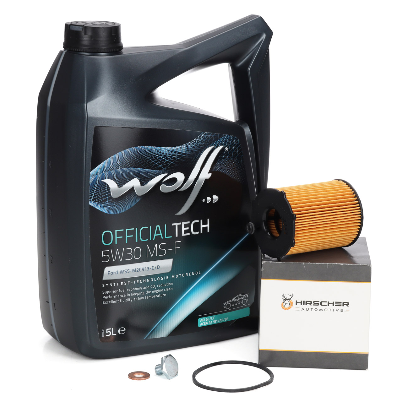 5L WOLF 5W30 MS-F Motoröl + HIRSCHER Ölfilter PSA FIAT FORD MINI VOLVO 1.4-1.6 DIESEL