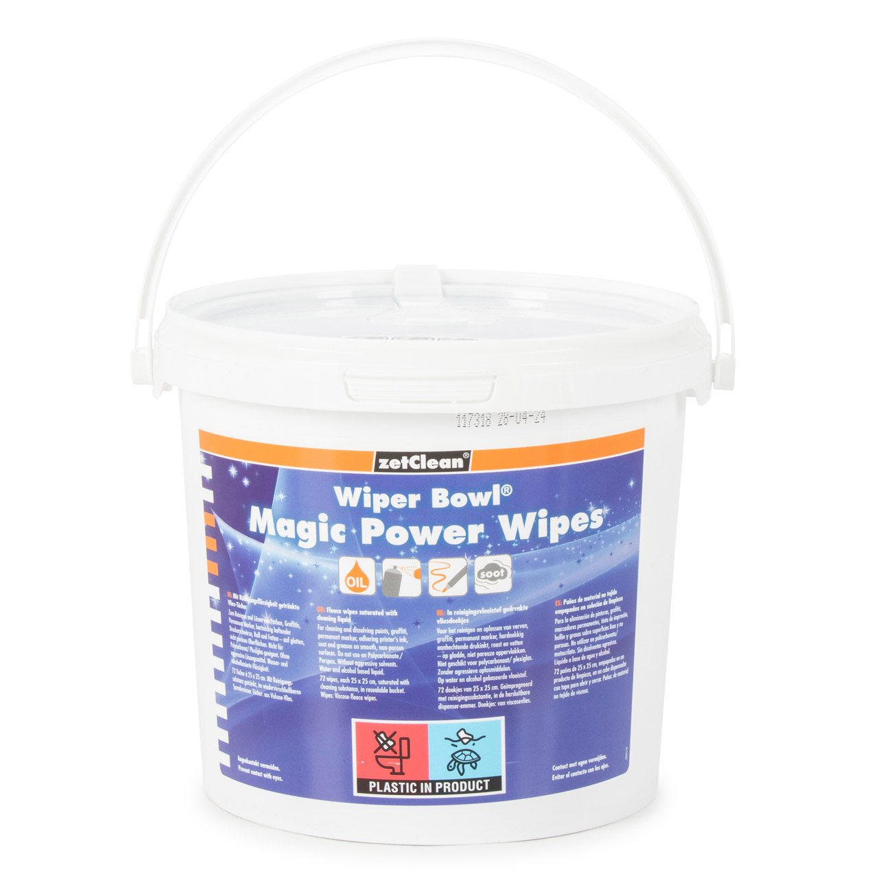 ZETCLEAN WIPER BOWL Magic Power Wipes Feuchttücher Reinigungstücher Spendereimer 72 Stück