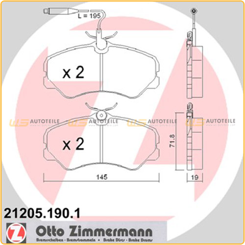 ZIMMERMANN Bremsbeläge Bremsklötze + Wako für Fiat Ducato 1800kg (280 290) vorne