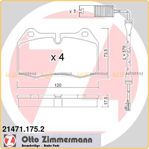 ZIMMERMANN Bremsbeläge + Wako BMW 7er E38 728-735i 725 tds 730d vorne