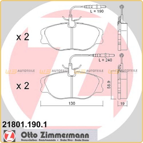 ZIMMERMANN 21801.190.1 Bremsbeläge Bremsklötze + Wako CITROEN FIAT LANCIA PEUGEOT vorne