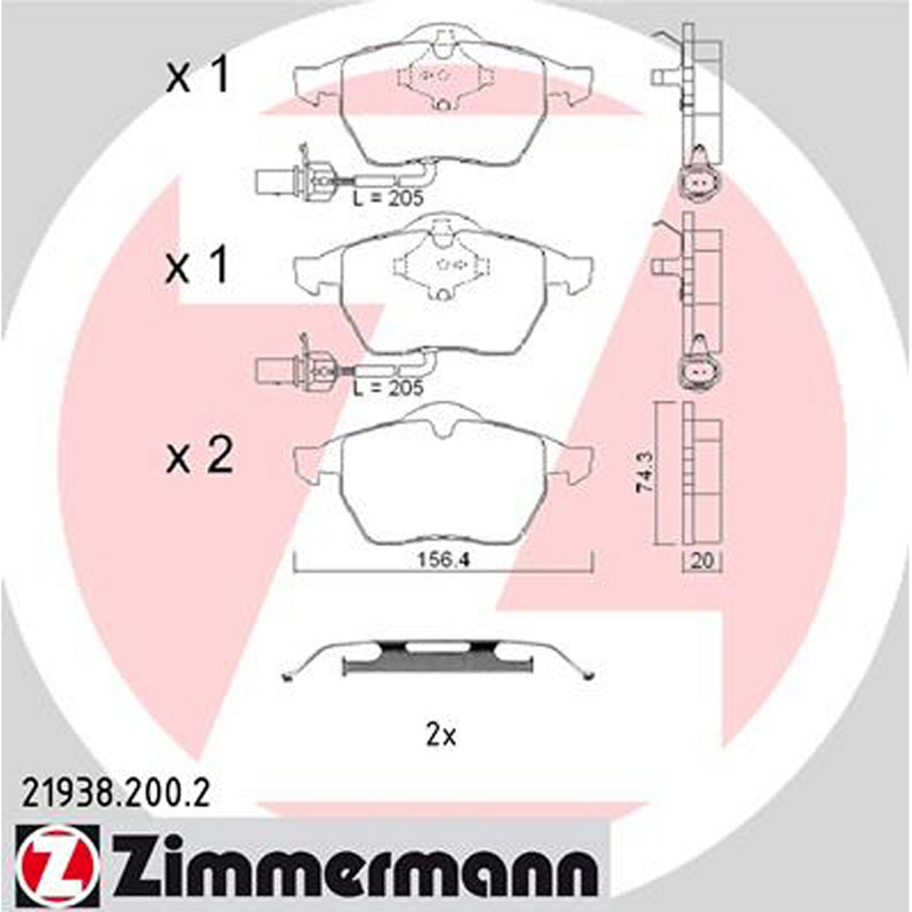 ZIMMERMANN Bremsbeläge Bremsklötze + Wako für Audi (4B C5) 1LB,1LE,1LT,1LF vorne