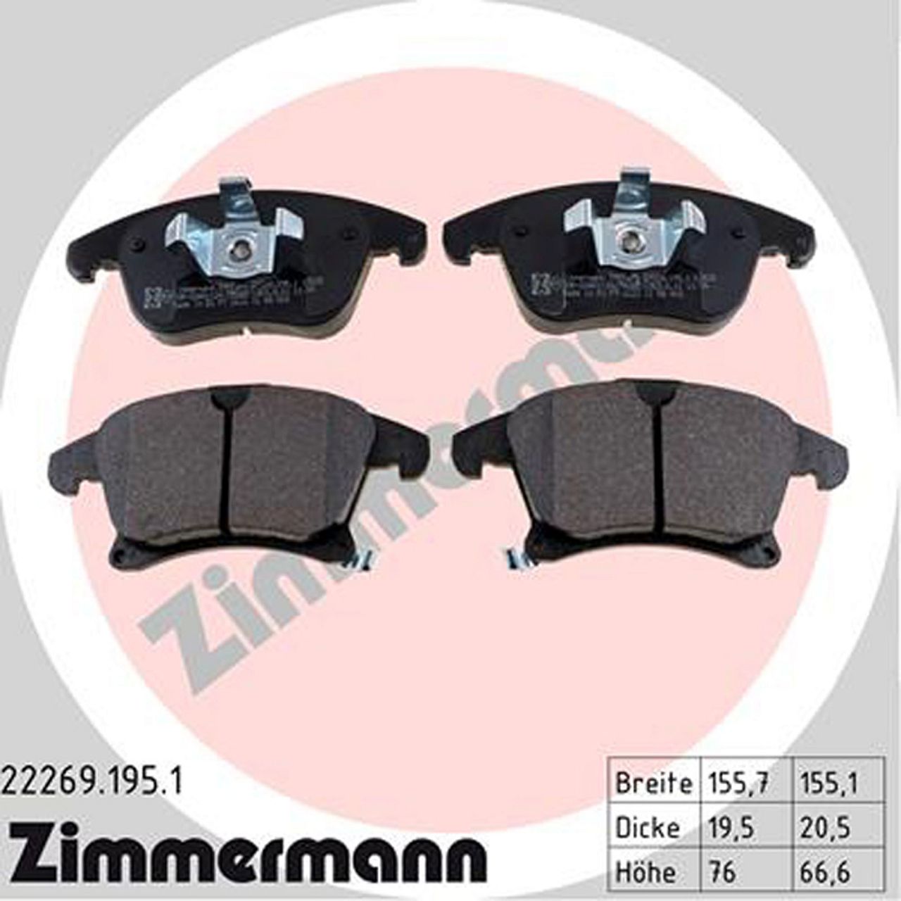 ZIMMERMANN Bremsbeläge für FORD GALAXY MONDEO V MK5 S-MAX 16 Zoll vorne
