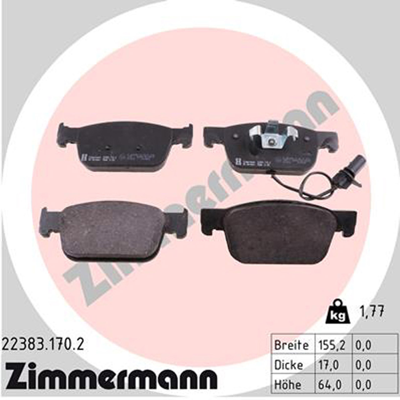 ZIMMERMANN Bremsscheiben + Bremsbeläge + Sensor AUDI A4 (B9) A5 (F5) PR-1LA/1LB vorne