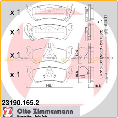ZIMMERMANN Bremsbeläge + Wako MERCEDES-BENZ M-Klasse W163 ML 230/320 ML 270CDI hinten