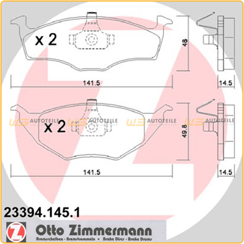 ZIMMERMANN Bremsbeläge Bremsbelagsatz für VW Lupo 1.2TDI 3L PR-1ZB/T4A vorne