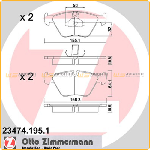 ZIMMERMANN Bremsbeläge Bremsklötze für BMW E36 E46 E34 Z3 E36 Z4 E85 E86 vorne