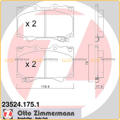 ZIMMERMANN Bremsbeläge Bremsbelagsatz für Toyota Land Cruiser 4.7 4.2TD vorne